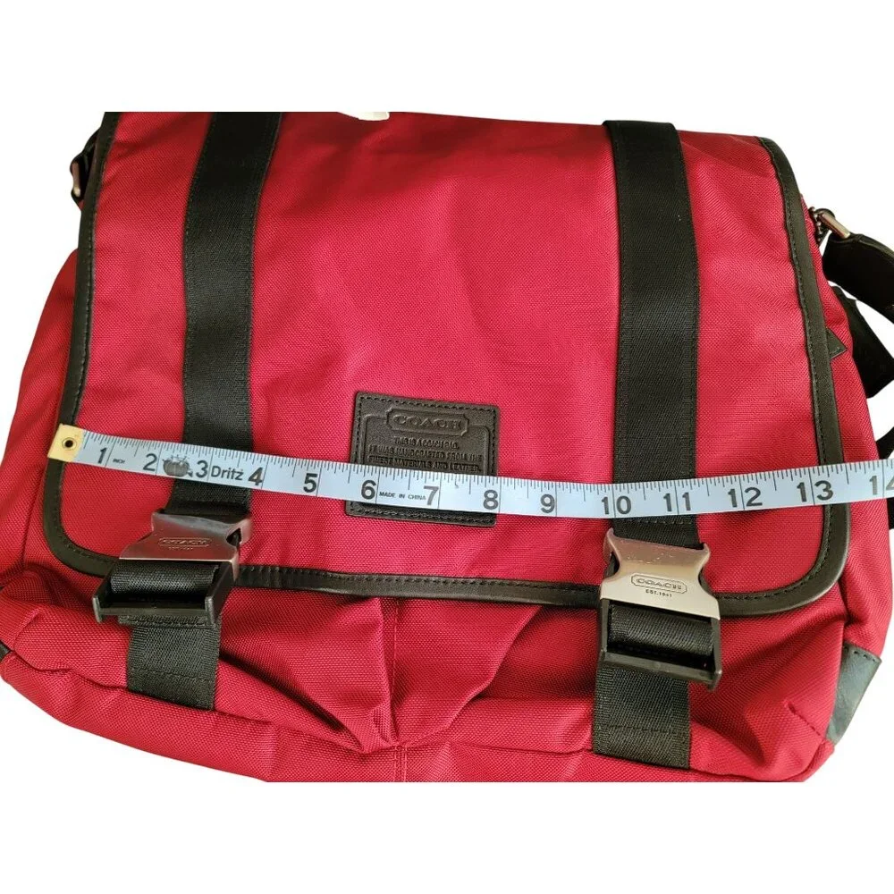 Coach Red Nylon & Leather Messenger Bag